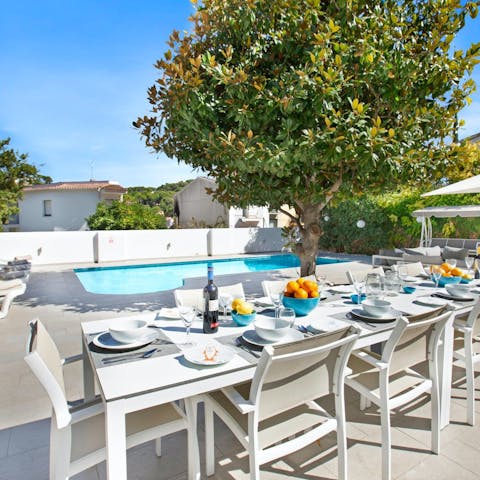 Serve up a Spanish feast at the alfresco dining area