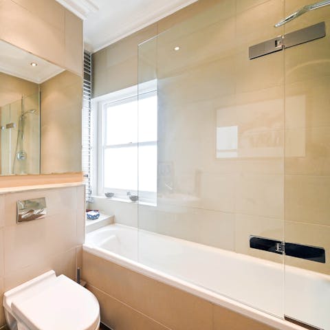 Relax and unwind with a hot bubble bath after a day on the town