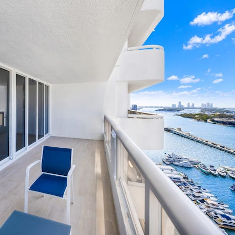 Enjoy views of Biscayne Bay from the private balcony