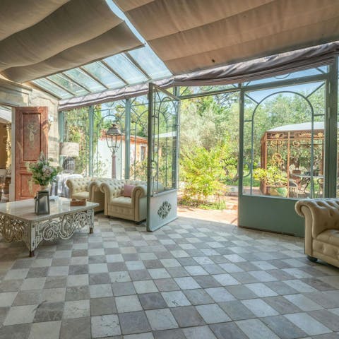 Relax in the bright and breezy living room