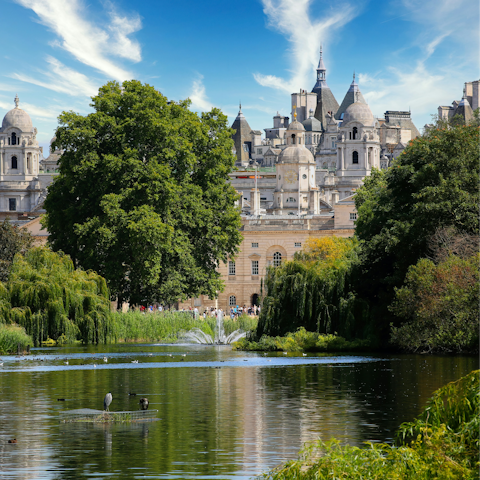 Stroll around picturesque Hyde Park, a five-minute walk away
