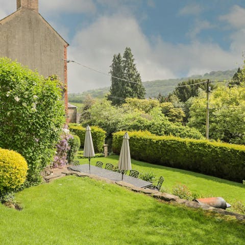 Take in the wonderful Wye Valley views from the terraced garden
