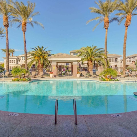Cool off from the desert sun in the shared swimming pool
