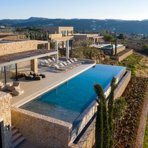 Admire views of the Ionian Sea from the private infinity pool