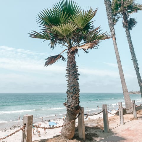 Spend the day on sandy Mission Beach, just a five-minute walk away