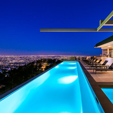 Take a moonlit swim as the lights of LA twinkle below