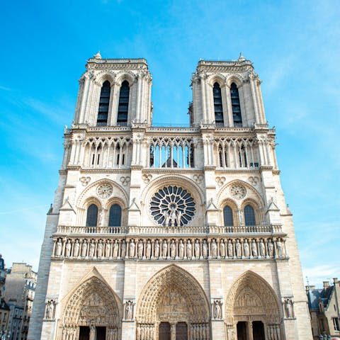 Visit the world-famous Notre-Dame, a six-minute walk away