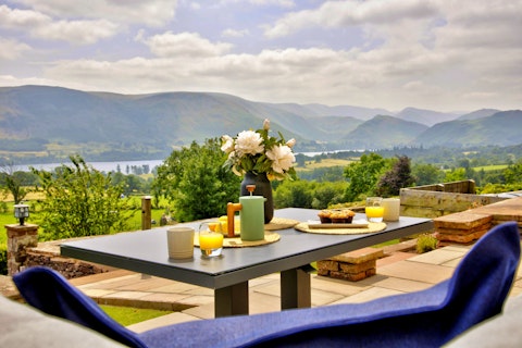 Take breakfast on the terrace as Ullswater shimmers below