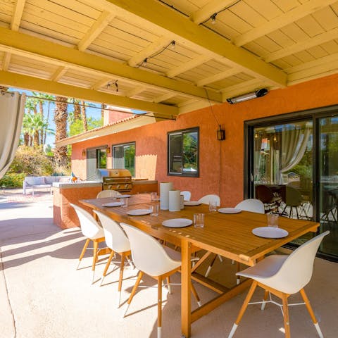 Gather for celebratory meals and drinks on the terrace