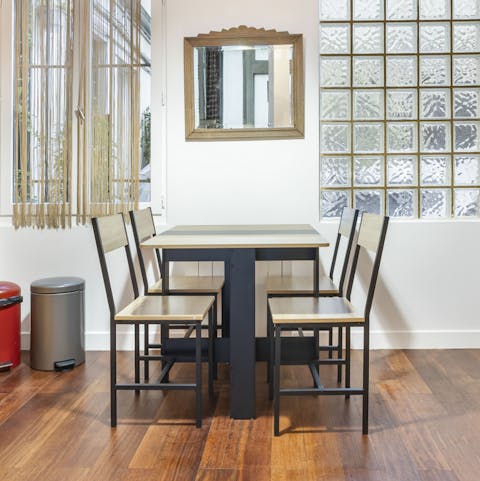 Enjoy croissants at the dining table before heading out to explore