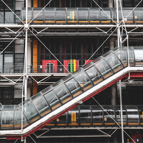 Discover the iconic Pompidou Centre – less than a twenty-minute walk away