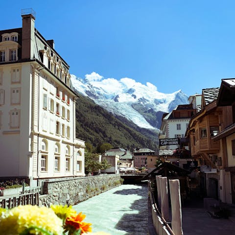 Stroll into the historic centre of Chamonix, seventeen-minutes away