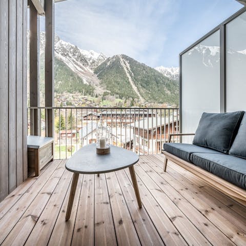 Enjoy mountain views from the terrace