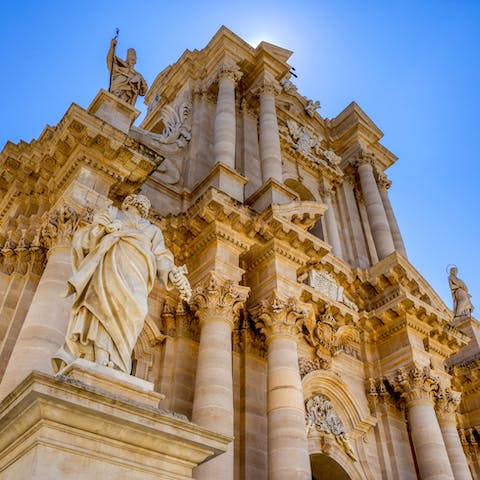 Explore nearby Syracuse – the cathedral is deeply impressive