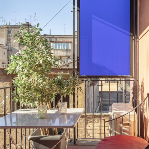 Enjoy breakfast on your sunny balcony