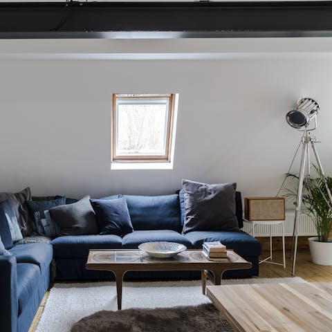 Relax on the corner sofa