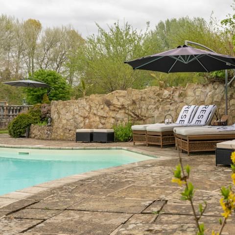 Enjoy a dip in the heated swimming pool
