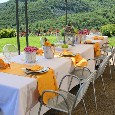Set the table for an alfresco Tuscan banquet