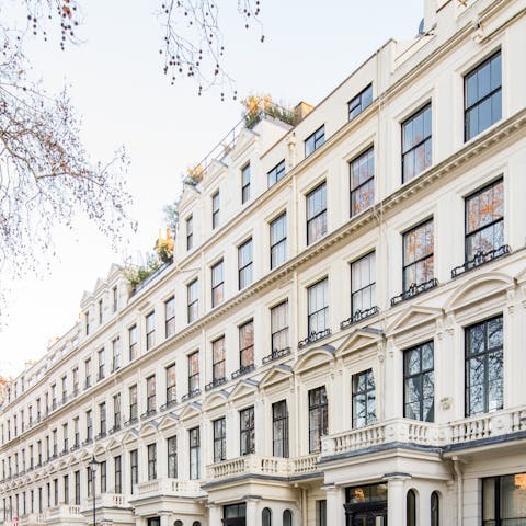 The grand stucco facade