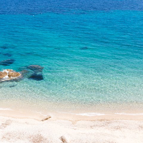 Make the most of the sun, sea, and sand at Mykonos Old Port Beach, which can be reached in a fifteen-minute walk