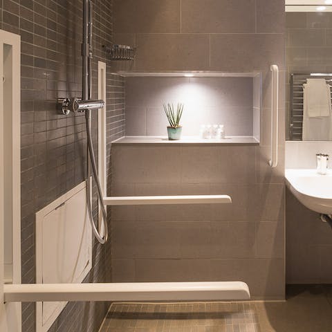 The bathroom is particularly designed for wheelchair users