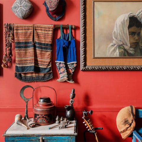 The red office filled to the brim with artefacts 