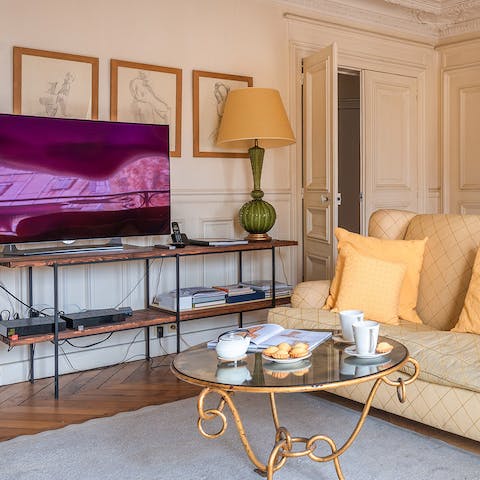 A separate stylish TV room