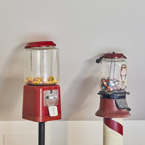 The vintage gum-ball machines