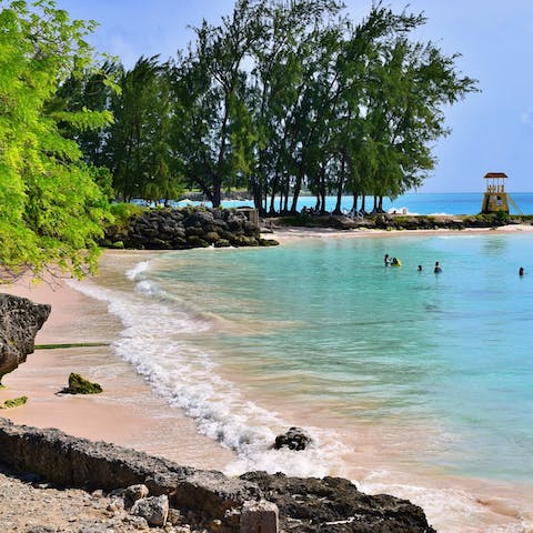 Paddle in the shallows of Mullins beach – it's only a four-minute walk away