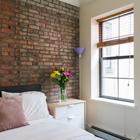 Bare brick walls throughout