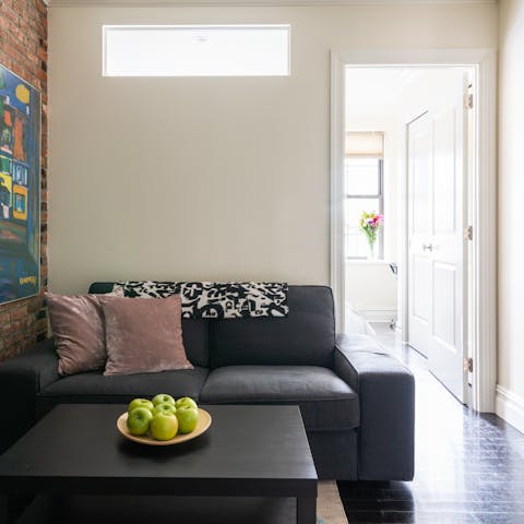 Cosy up on the couch after a long day exploring Manhattan