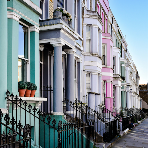 Head fifteen minutes west for a charming wander around Notting Hill