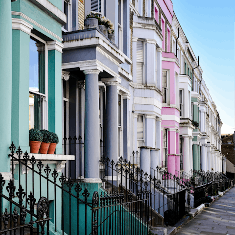 Head fifteen minutes west for a charming wander around Notting Hill