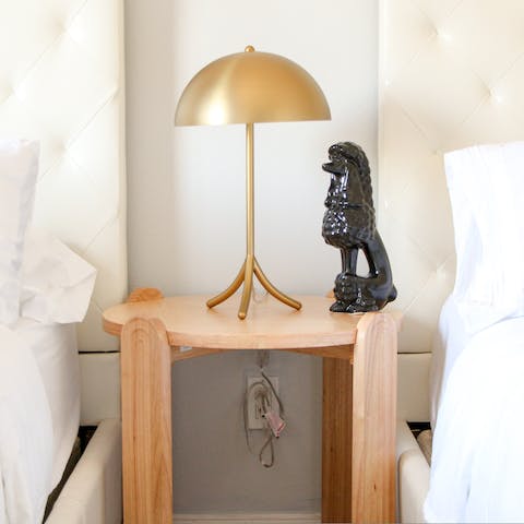 A poodle on your bedside table