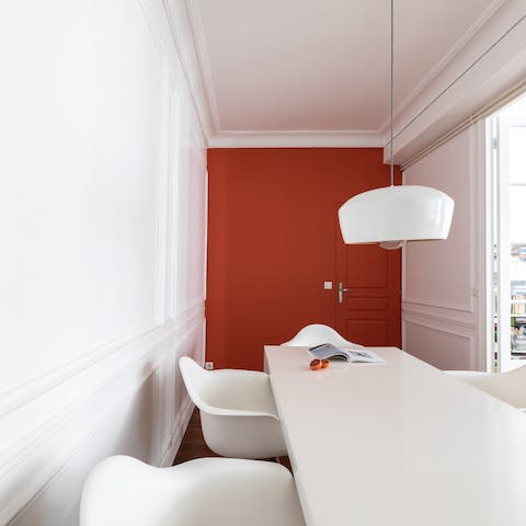 Enjoy meals on the large dining table