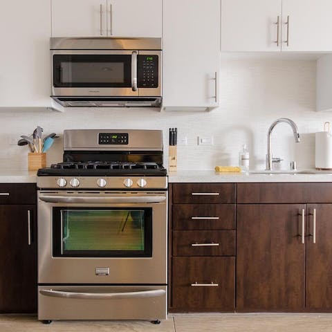well equipped kitchen space