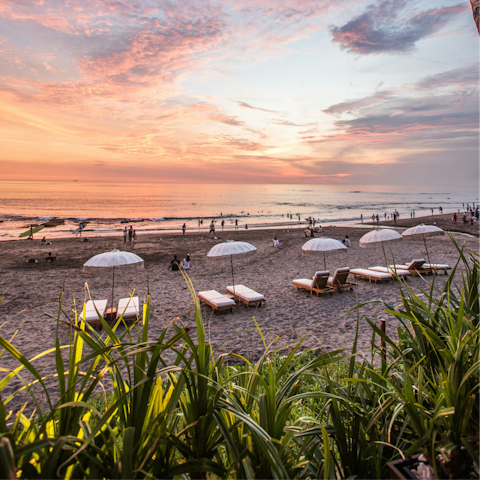 Head down to the beach, just a minute away
