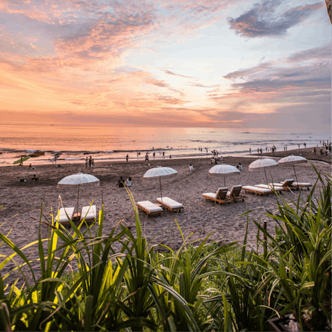 Head down to the beach, just a minute away