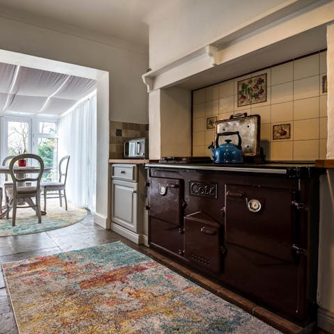 Rustle up a family feast on the AGA-style stove in the kitchen