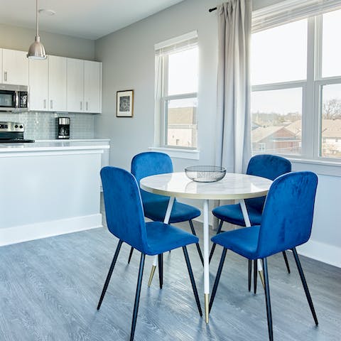 Dine in style in the open-plan living space