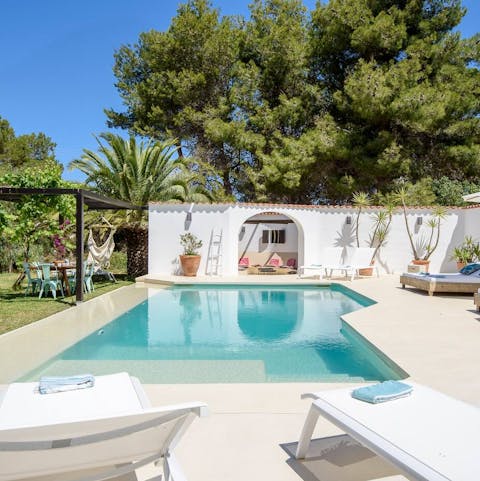 Cool off in the home's private pool