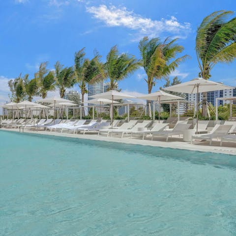 Go for a dip in the shared pool or lounge on the sunbeds
