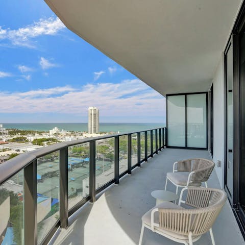Enjoy sea glimpses from the private balcony