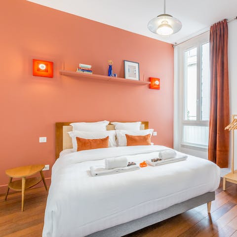 Wake up feeling refreshed in the brightly coloured bedrooms