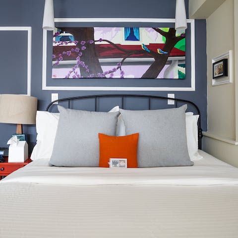 The navy blue accent wall