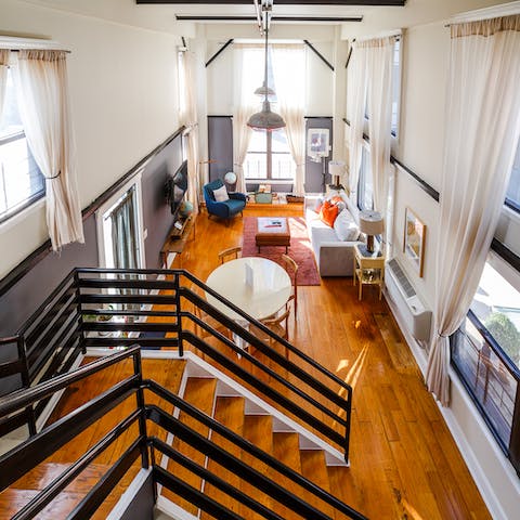 Sky-high ceilings with equally lofty windows