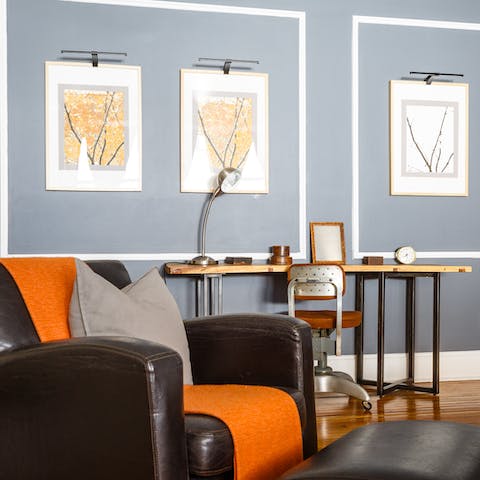 Head to the communal work space to catch up on emails