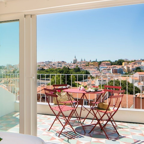 Take in the 180-degree views over Lisbon from the terrace