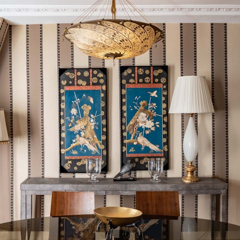 Dine with a view of the eclectic decor
