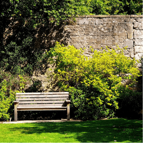 Take a breather in the apartment building's private gardens
